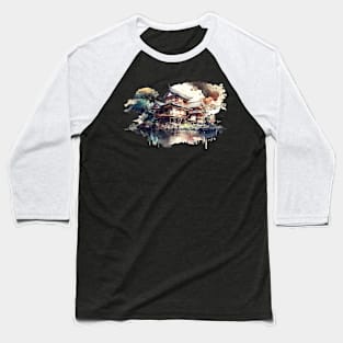 Japanese Architecture In Watercolor Baseball T-Shirt